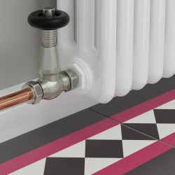 Jaguar Straight Radiator Valves - Brushed Nickel - Insitu