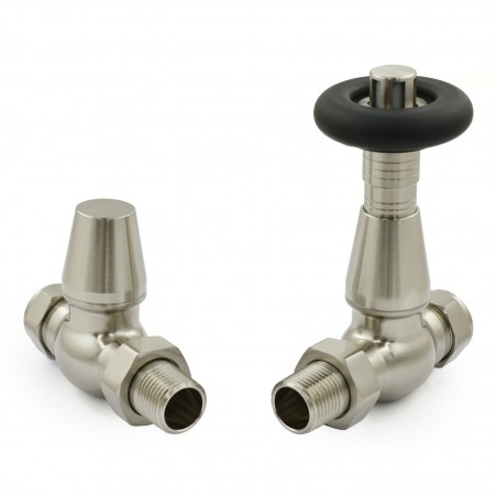 Jaguar Straight Radiator Valves - Brushed Nickel