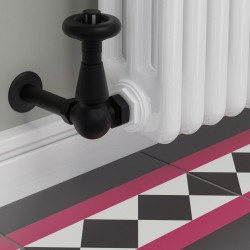 Jaguar Corner Radiator Valves - Textured Black - Insitu