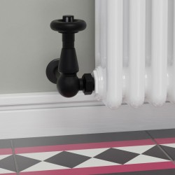 Jaguar Corner Radiator Valves - Textured Black - Insitu