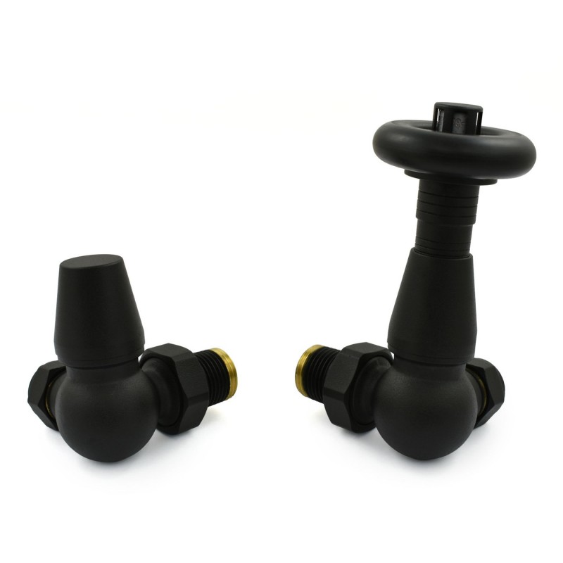 Jaguar Corner Radiator Valves - Textured Black Jaguar Corner Radiator Valves - Textured Black