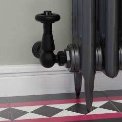 Jaguar Corner Radiator Valves - Textured Black - Insitu