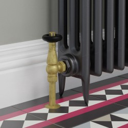 Jaguar Angled Radiator Valves - Unlacquered Brass - Insitu