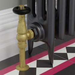 Jaguar Angled Radiator Valves - Unlacquered Brass - Insitu