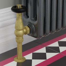 Jaguar Angled Radiator Valves - Unlacquered Brass - Insitu
