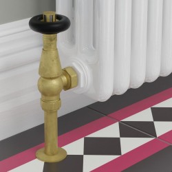 Jaguar Angled Radiator Valves - Unlacquered Brass - Insitu