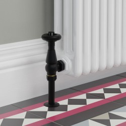 Jaguar Angled Radiator Valves - Textured Black - Insitu