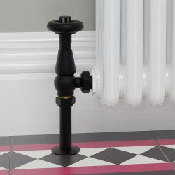 Jaguar Angled Radiator Valves - Textured Black - Insitu