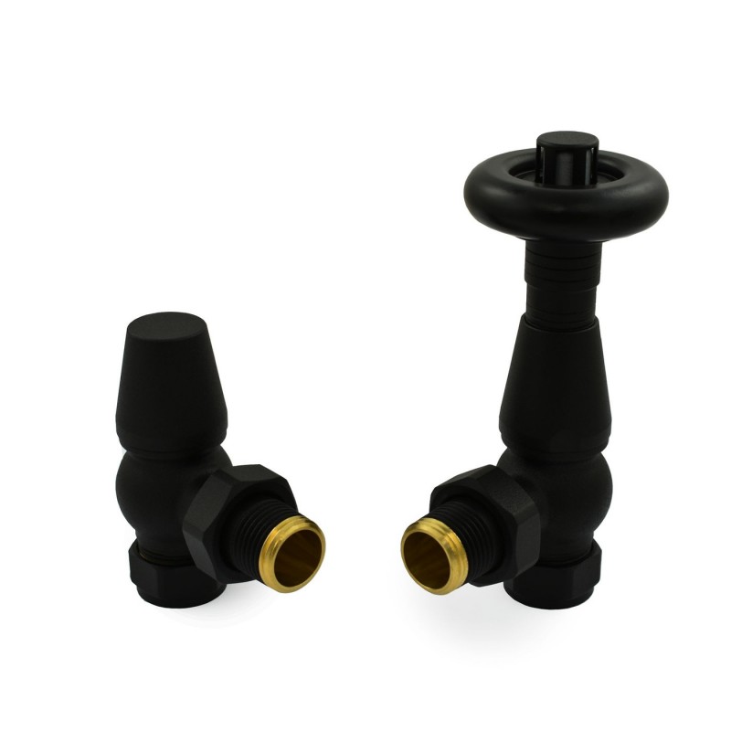 Jaguar Angled Radiator Valves - Textured Black Jaguar Angled Radiator Valves - Textured Black