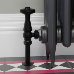 Jaguar Angled Radiator Valves - Textured Black - Insitu