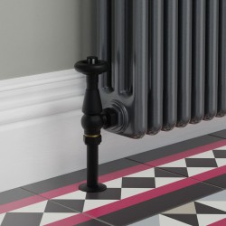 Jaguar Angled Radiator Valves - Textured Black - Insitu