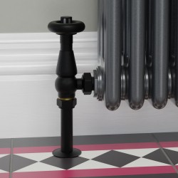 Jaguar Angled Radiator Valves - Textured Black - Insitu