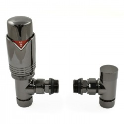Realm Angled Thermostatic Radiator Valves - Black Nickel