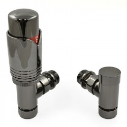 Realm Angled Thermostatic Radiator Valves - Black Nickel