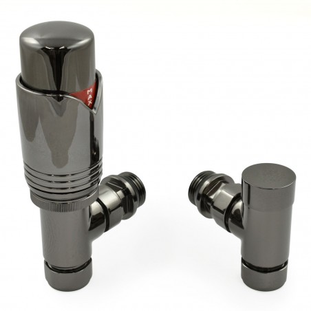 Realm Angled Thermostatic Radiator Valves - Black Nickel