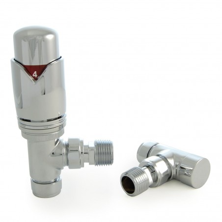 Realm Angled Thermostatic Radiator Valves - Chrome