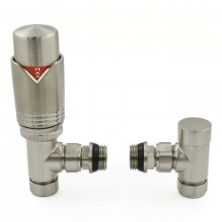 Realm Angled Thermostatic Radiator Valves - Satin Nickel
