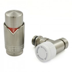 Realm Angled Thermostatic Radiator Valves - Satin Nickel