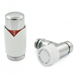 Realm Angled Thermostatic Radiator Valves - Chrome & White