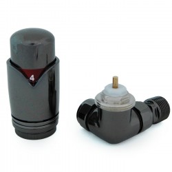Realm Corner Thermostatic Radiator Valves - Black Nickel
