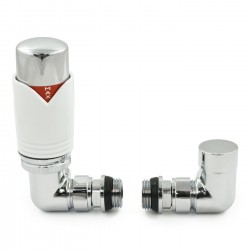 Realm Corner Thermostatic Radiator Valves - Chrome & White