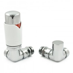 Realm Corner Thermostatic Radiator Valves - Chrome & White