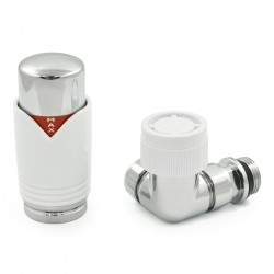 Realm Corner Thermostatic Radiator Valves - Chrome & White