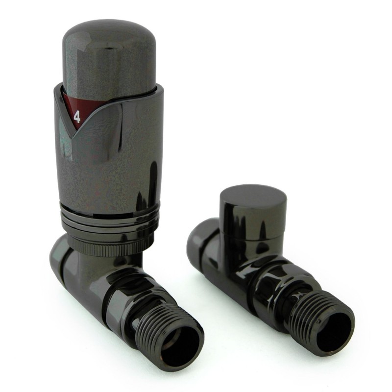 Realm Straight Thermostatic Radiator Valves - Black Nickel Realm Straight Thermostatic Radiator Valves - Black Nickel