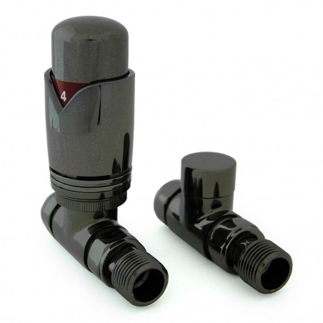 Realm Straight Thermostatic Radiator Valves - Black Nickel