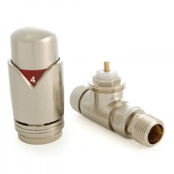 Realm Straight Thermostatic Radiator Valves - Satin Nickel