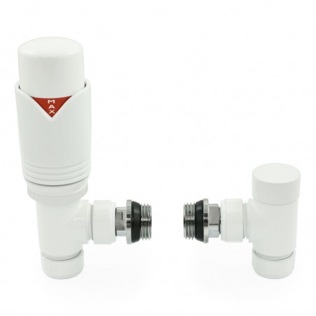 Realm Angled Thermostatic Radiator Valves - White