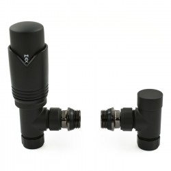 Realm Angled Thermostatic Radiator Valves - Satin Black