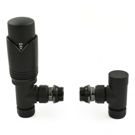 Realm Angled Thermostatic Radiator Valves - Satin Black