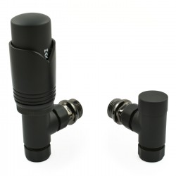 Realm Angled Thermostatic Radiator Valves - Satin Black