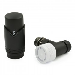 Realm Angled Thermostatic Radiator Valves - Satin Black