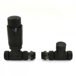 Realm Straight Thermostatic Radiator Valves - Satin Black