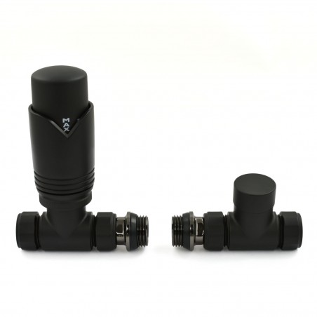 Realm Straight Thermostatic Radiator Valves - Satin Black