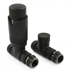 Realm Straight Thermostatic Radiator Valves - Satin Black