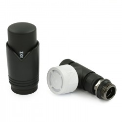 Realm Straight Thermostatic Radiator Valves - Satin Black