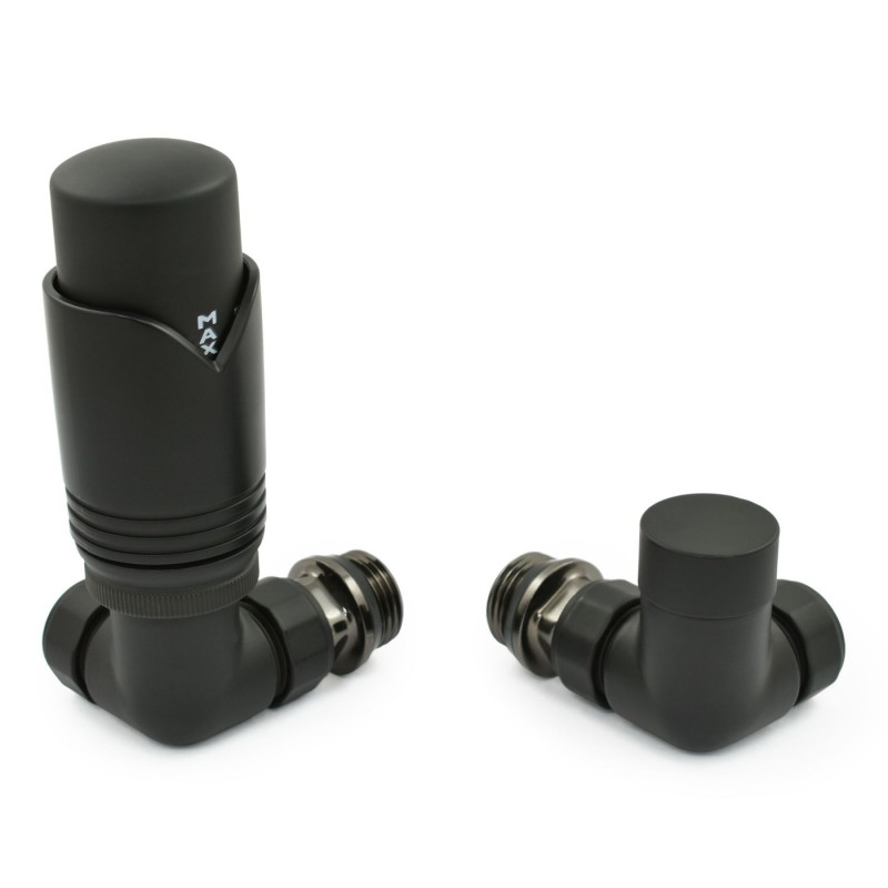 Realm Corner Thermostatic Radiator Valves - Satin Black Realm Corner Thermostatic Radiator Valves - Satin Black