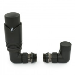 Realm Corner Thermostatic Radiator Valves - Satin Black