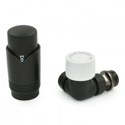 Realm Corner Thermostatic Radiator Valves - Satin Black