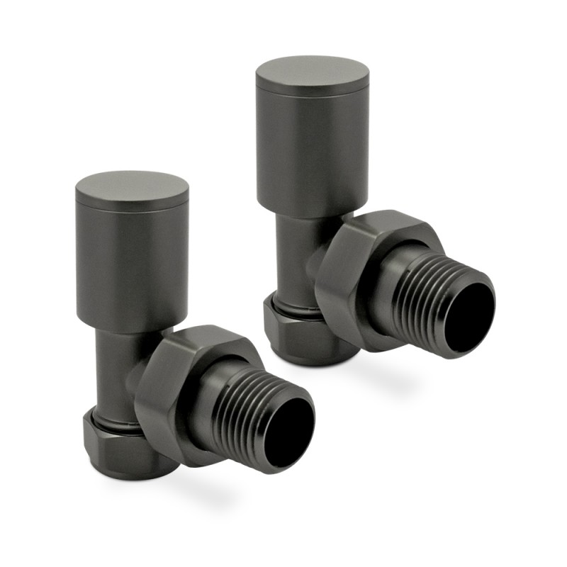 Brushed Gunmetal Radiator Valves Angled Brushed Gunmetal Radiator Valves Angled