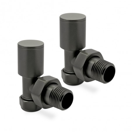 Brushed Gunmetal Radiator Valves Angled