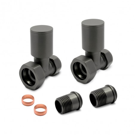 Brushed Gunmetal Radiator Valves Straight