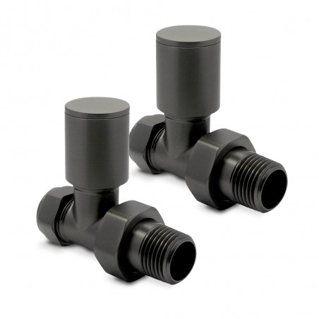 Brushed Gunmetal Radiator Valves Straight