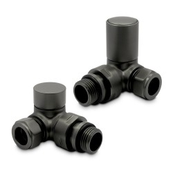 Brushed Gunmetal Radiator Valves Corner