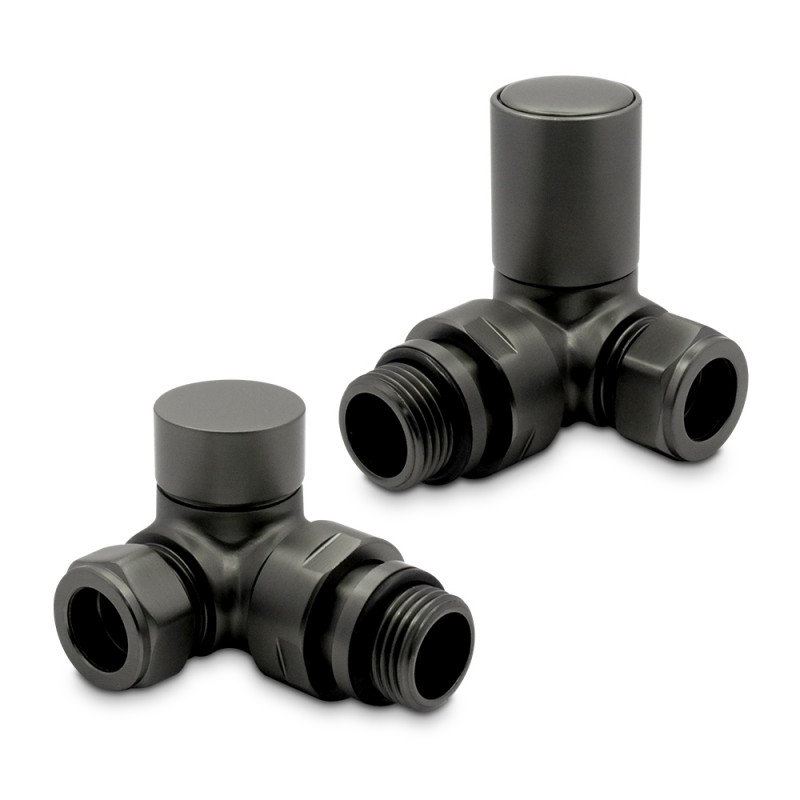 Brushed Gunmetal Radiator Valves Corner Brushed Gunmetal Radiator Valves Corner