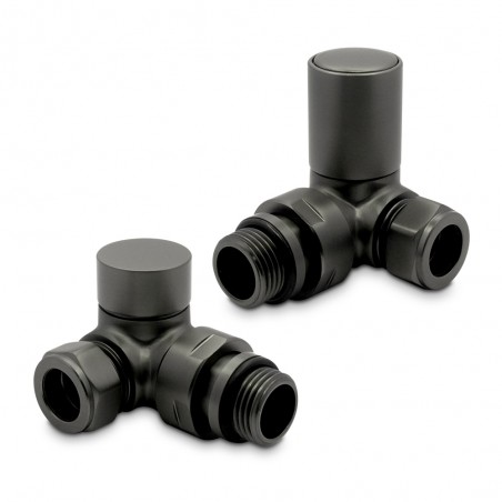 Brushed Gunmetal Radiator Valves Corner
