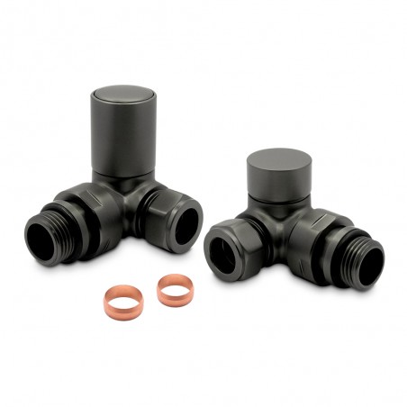 Brushed Gunmetal Radiator Valves Corner